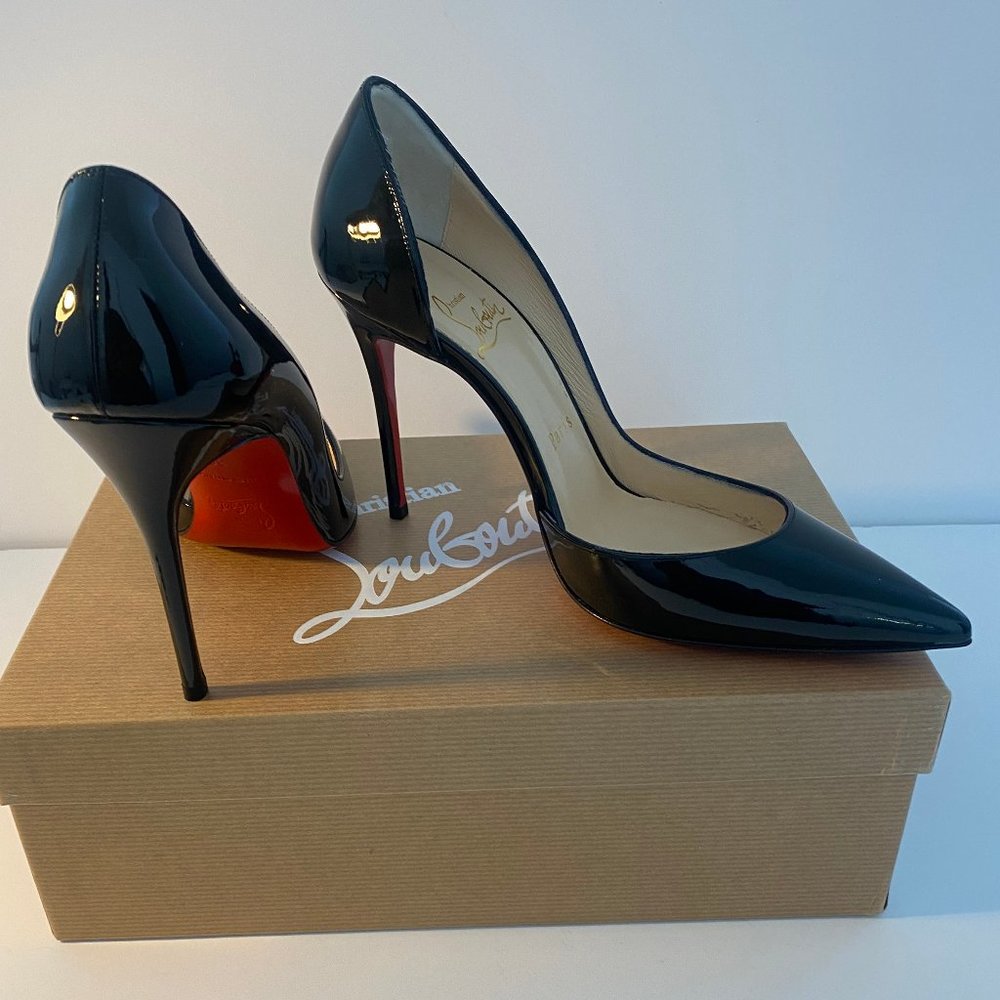 CHRISTIAN LOUBOUTIN-IRIZA PUMP-BLK PATENT- SIZE 36